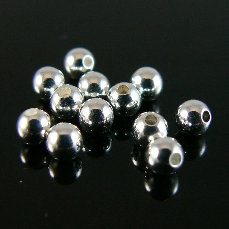 Silver Plated Memory Wire Ends: 3mm Round Beads, 12 or 48 pieces