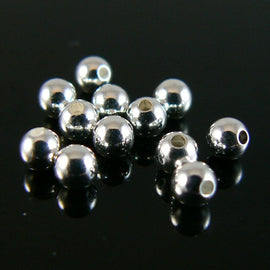 Silver Plated Memory Wire Ends: 3mm Round Beads, 144 pieces