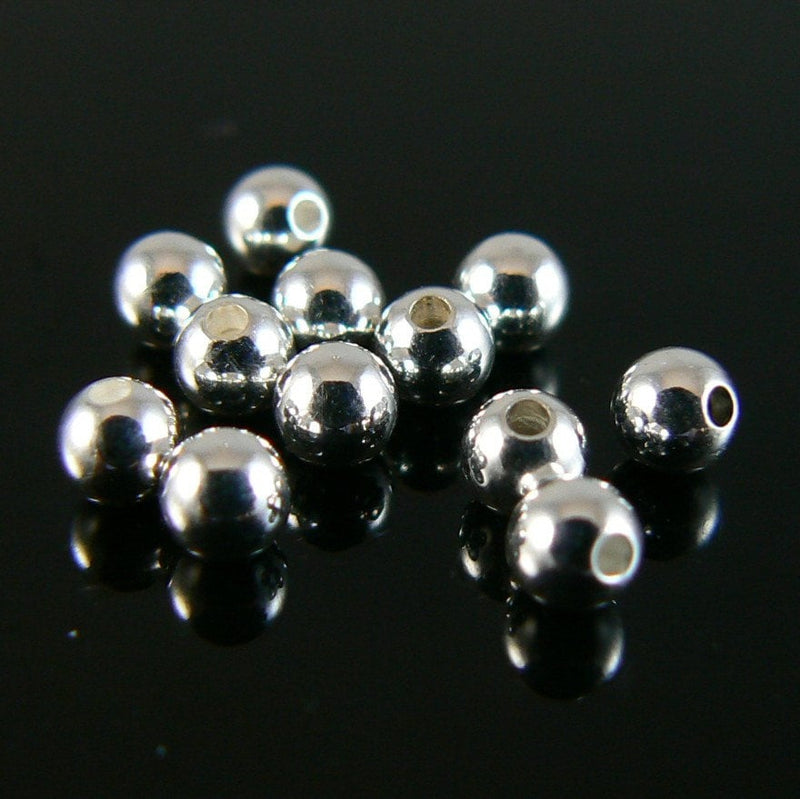 Silver Plated Memory Wire Ends: 3mm Round Beads, 144 pieces