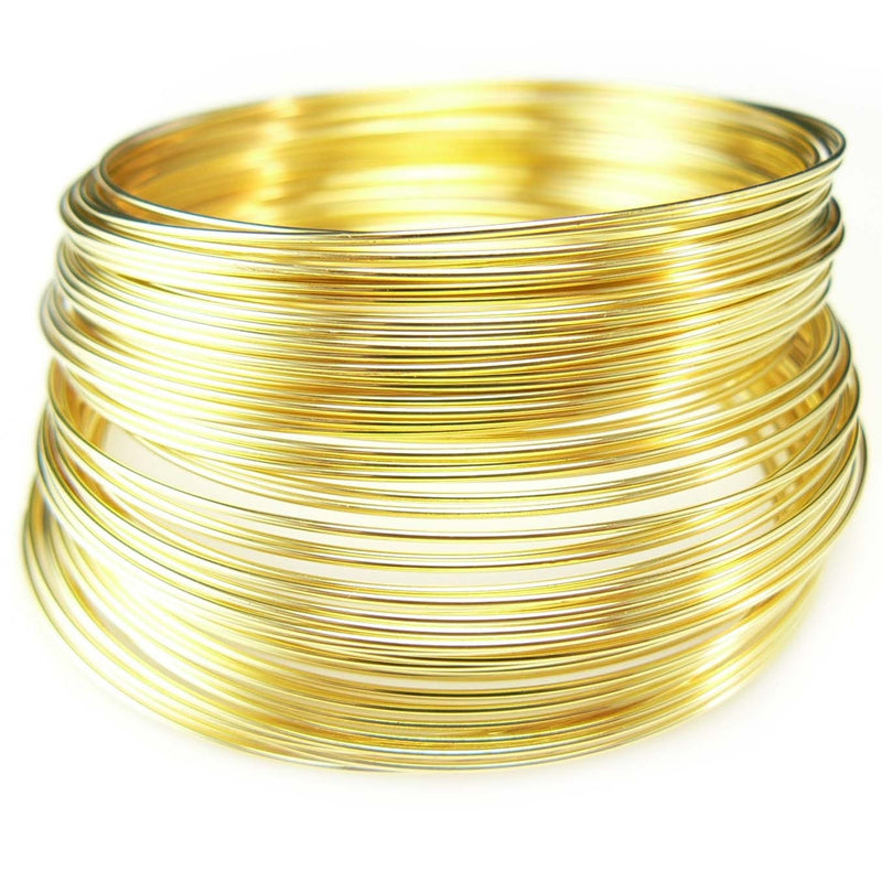 Gold Plated Stainless Steel Bracelet Memory Wire: Bead Smith, 2" Diameter, 1 oz. (~80 loops)