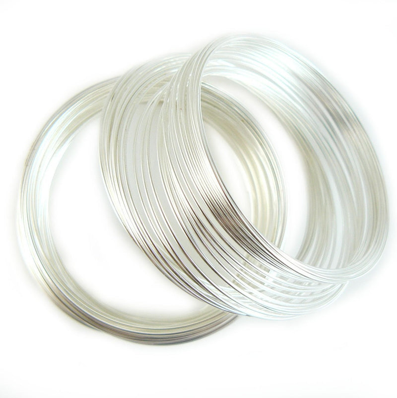 Silver Plated Bracelet Memory Wire: 1.75" Bead Loops, 22 Gauge, 12 loops