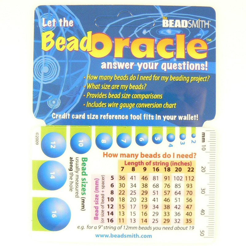 Bead Oracle Quick Reference Card, Bead Size & Gauge Tool