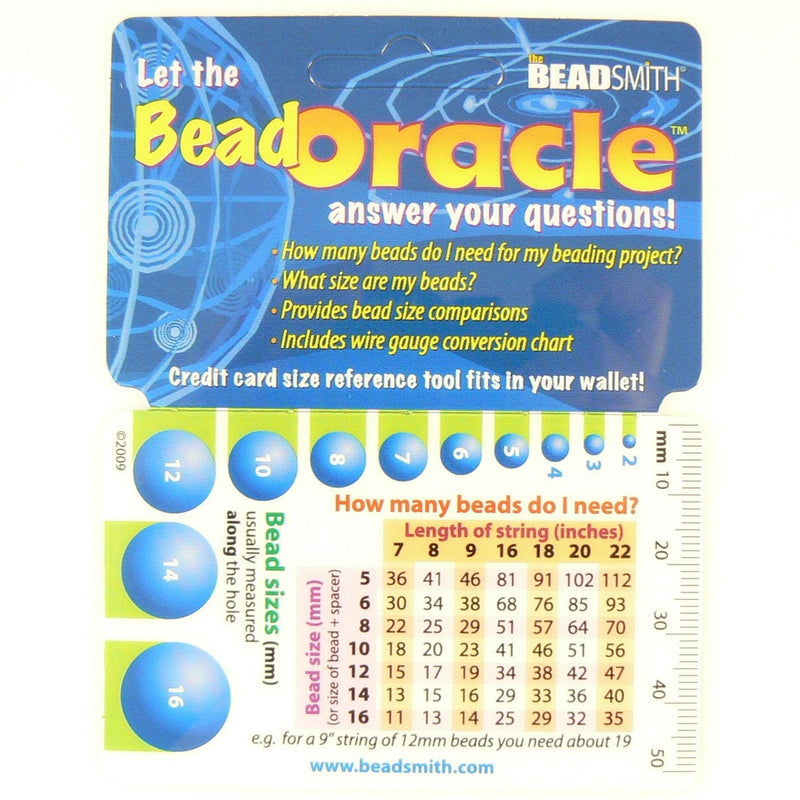 Bead Oracle Quick Reference Card, Bead Size & Gauge Tool