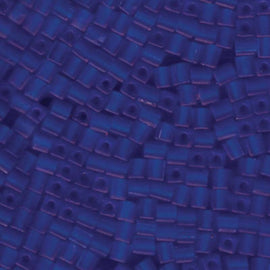 Miyuki square glass seed beads: SB150F, 4mm, transparent frosted cobalt blue, 20 g, ~208 beads