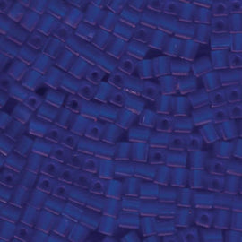 Miyuki 4mm square glass seed beads: transparent frosted cobalt blue, SB150F, 20g (~208 beads)