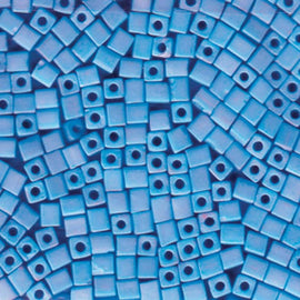 Miyuki Square Seed Beads: 4mm Opaque Frosted Rainbow Light Blue SB413FR, 20g