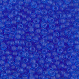 Seed beads: Miyuki # 8-9150F, size 8/0, matte transparent sapphire blue, glass, 2 mm L x 2.8 mm W x 1.5 mm hole, 20 g, ~600 beads