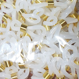 Eyeglasses Holder Ends: Frost Clear with Gold Coil, 24 Pcs