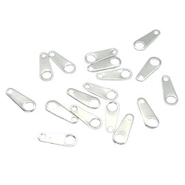 Necklace end/ chain tabs: silver plated brass, 10 mm L x 4 mm W, 25 pcs. Necklace tab
