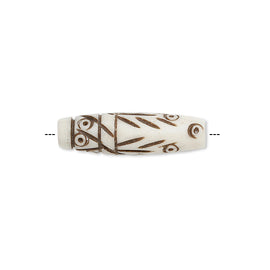 Hand Carved Bone Beads: Tribal Style, 24.5x6mm, 10 Pieces