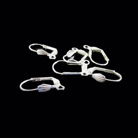 Earwires: leverback, shell front, silver plated metal, 19 mm x 12 mm, 12 pcs. (6 pair).