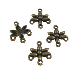 Antiqued Brass Flower Connectors: 21x18mm Earring Pendant Charms (4 pcs)