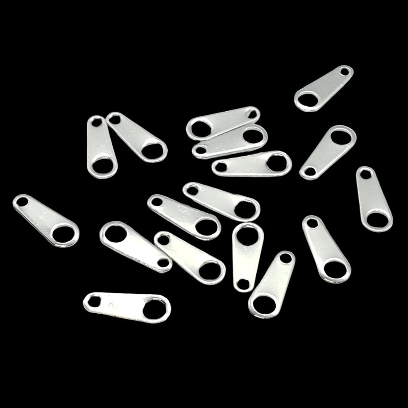 Silver Plated Brass Chain Tabs: Necklace/ Anklet Ends, 19x4mm, 100 pcs