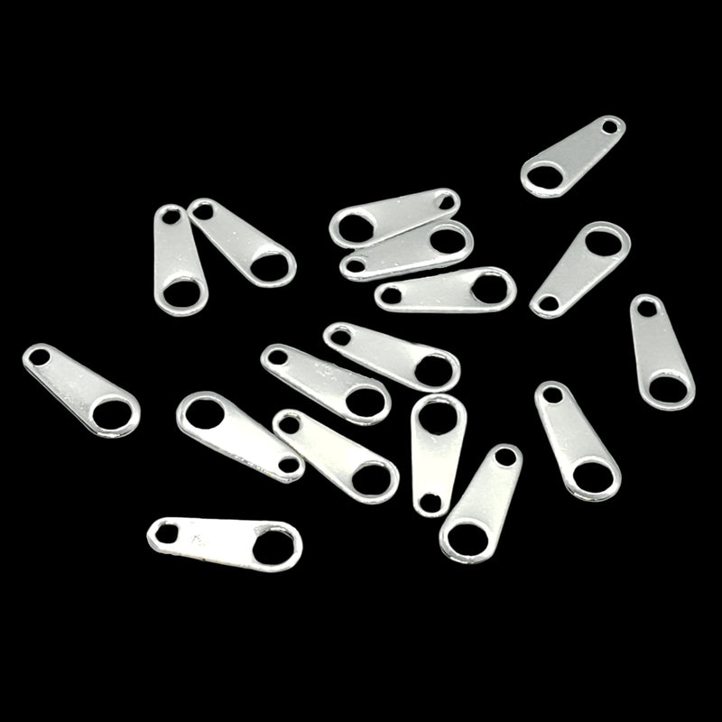 Silver Plated Brass Chain Tabs: Necklace/Anklet Ends, 10mm (25 pcs)