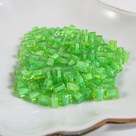 Miyuki Square Seed Beads: Lime Green Lined SB2634, 4mm, 20g
