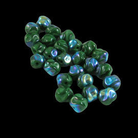 AB Green Czech Glass Beads: 8mm Bumpy Round 8" Strand (25 beads)