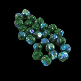 AB Green Czech Glass Beads: 8mm Bumpy Round 8" Strand (25 beads)