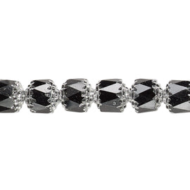 Czech Glass Cathedral Beads: 8mm Jet Black with Metallic Silver (10 Beads)