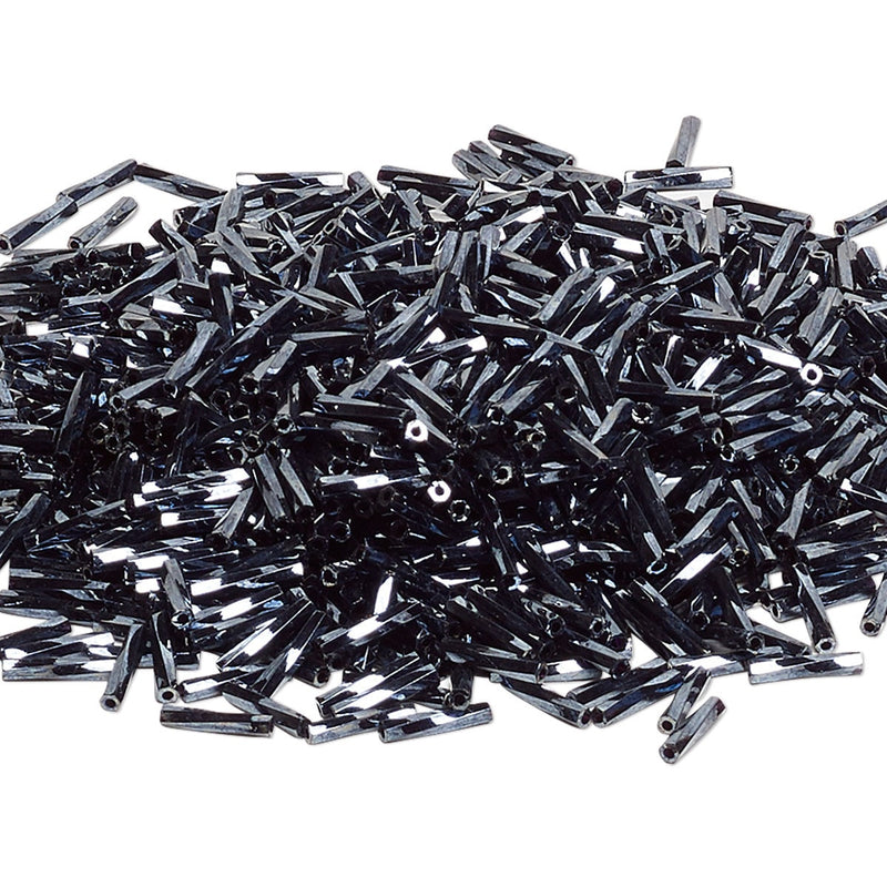Miyuki TW451 Twisted Bugle Beads: Opaque Metallic Black (Gunmetal), 12mm (25g)