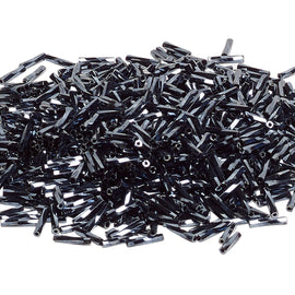 Miyuki TW451 Twisted Bugle Beads: Opaque Metallic Black (Gunmetal), 12mm (25g)
