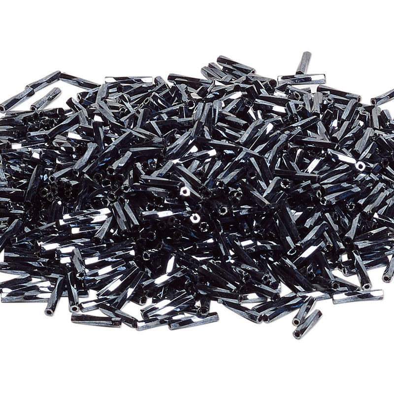 Miyuki TW451 Twisted Bugle Beads: Opaque Metallic Black (Gunmetal), 12mm (25g)
