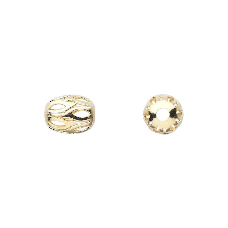 Gold Plated Brass Beads: 10x8mm Oval Cutout Weave (10 beads)