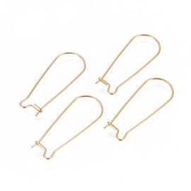 Gold Plated Stainless Steel Kidney Earwires: 33mm, 21 Gauge (24 Pcs)