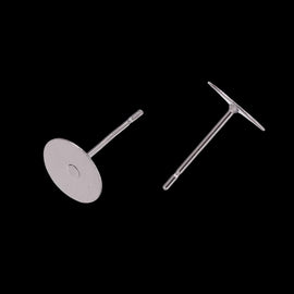 Earring posts: 8 mm flat pad, stainless steel 500 pcs. (250 pair)
