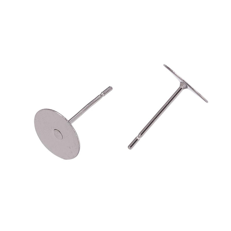 Earring posts: 8 mm flat pad, stainless steel 500 pcs. (250 pair)