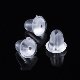 4mm Clear Plastic Earnuts: Bullet Clutch Stoppers, 100 pieces