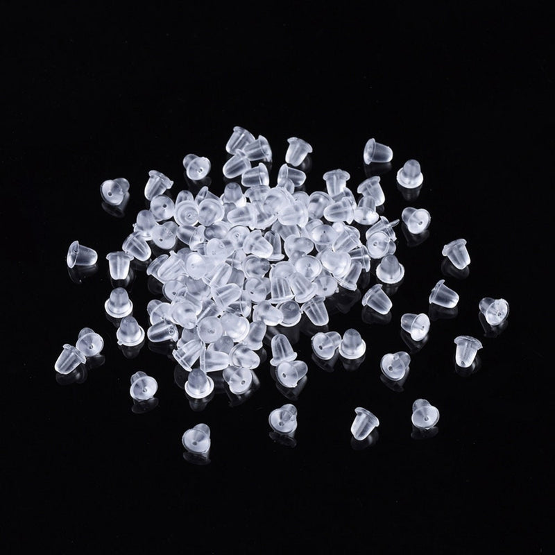 4mm Clear Plastic Earnuts: Bullet Clutch Stoppers, 100 pieces