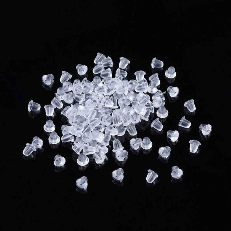 4mm Clear Plastic Earnuts: Bullet Clutch Stoppers, 100 pieces