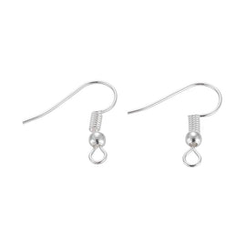 Silver Plated Fishhook Earwires: 18mm, 20 Gauge, DIY Jewelry Making (144 ct)
