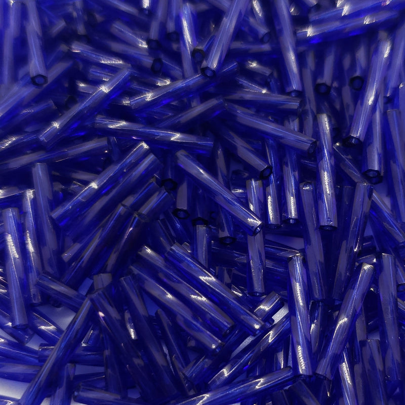 Miyuki TW1711 Twisted Bugle Beads: Transparent Dark Cobalt, 12mm, 25g