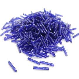 Miyuki TW1711 Twisted Bugle Beads: Transparent Dark Cobalt, 12mm, 25g
