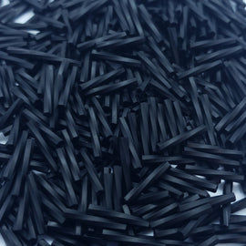 Bugle beads: Miyuki # TW401F, 12 mm x 2 mm, twisted, glass, MATTE / frosted black, 25 g, ~420 beads