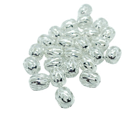 Silver Plated Brass Beads: 10x8mm Oval Cutout Weave (10 beads)