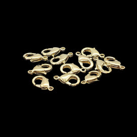 Gold Plated Brass Lobster Clasps: 12x6.5mm, 12pcs