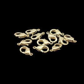 Gold Plated Brass Lobster Clasps: 12x6.5mm, 12pcs