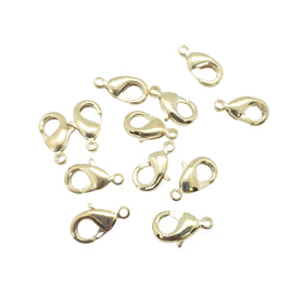 Gold Plated Brass Lobster Clasps: 12x6.5mm, 12pcs