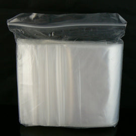 Reclosable zip top storage bags: 4" W x 4" L, clear polypropylene, 2 mil thick, 100 bags