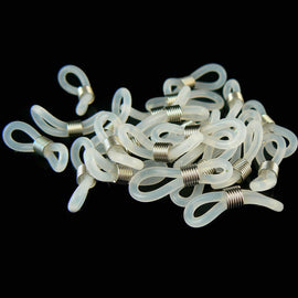 Frost Clear Eyeglasses Holder Ends with Silver Metal Coil (24 Pcs)