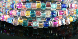 Metal beads: 4.5 mm x 3 mm corrugated saucer beads, silver plated brass, 50 beads