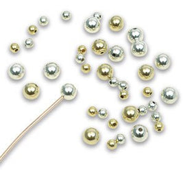 Gold Plated Memory Wire Ends: 5mm Round Half-Drilled Beads, Bulk 144 Pcs