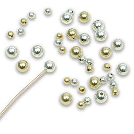 Gold Plated Memory Wire Ends: 5mm Round Half-Drilled Beads, Bulk 144 Pcs