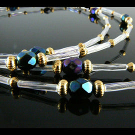 Bugle beads: Miyuki # TW250AB, 12 mm x 2 mm, twisted, glass, AB crystal clear, 25 g, ~420 beads