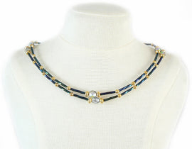 Bugle beads: Miyuki # TW452, 12 mm x 2 mm, twisted glass, opaque metallic iris dark blue, 25 g, ~420 beads