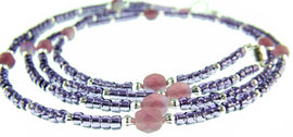 Seed beads: Matsuno Dyna-Mites, size 8/0, transparent purple glass, 2.5 mm L x 2.7 mm, 1.2 mm hole, 20 g, ~600 beads