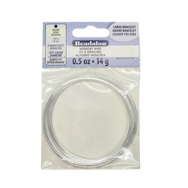 Beadalon Extra Heavy Duty Memory Wire: Large Bracelet, Silver Plated, Carbon Steel, .5oz (~9 loops)