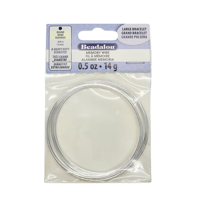 Beadalon Extra Heavy Duty Memory Wire: Large Bracelet, Silver Plated, Carbon Steel, .5oz (~9 loops)